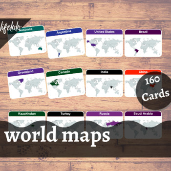 Preview of World Maps - 160 Flash Cards | Homeschooling | Montessori Geography