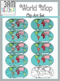 World Maps Clip Art: Flat World Map Set!!!