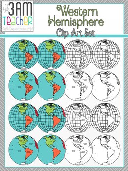 Preview of World Maps Clip Art: Western Hemisphere Globe Set!!!