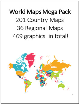 Preview of World Maps Mega Pack 201 Country Maps, 36 Regional Maps - 469 graphics in total!