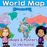 World Maps & POSTERS - 12 versions: Bright, Pastel, Graysc
