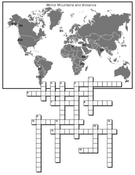 World Mountains and Volcanos Crossword by Northeast Education TPT
