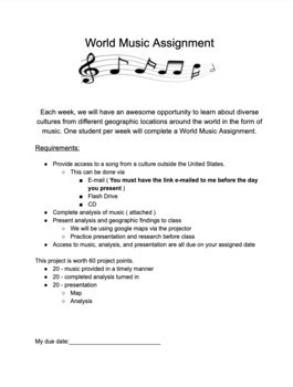 World Music Assignment by Quick Curriculum | TPT