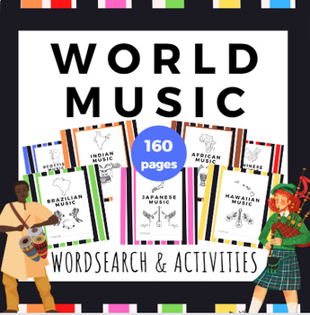 Preview of World Music BUNDLE - 8 x sets of mini workbooks (wordsearch and activities)
