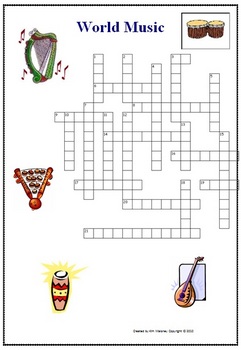 Music Games: Musical Instruments: World Music Crossword Puzzle TpT