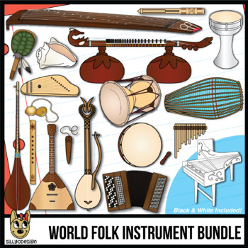 Preview of World Musical Instruments Clip Art Bundle - Folk Instruments by Region