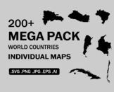 World National Maps Bundle Set Vector Cricut Cut File Map 