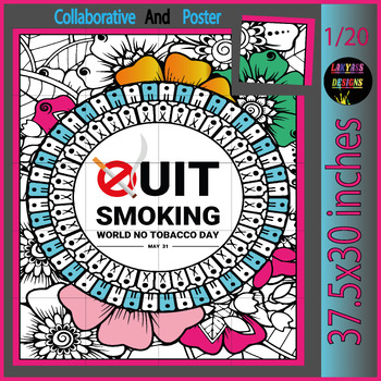 Preview of World No Tobacco Day Collaborative Coloring Poster|  Health-No Smoking