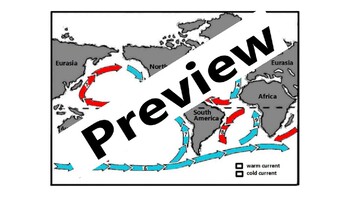Preview of World Ocean Currents, Locate currents and color activity with worksheet