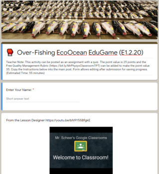 Preview of World Ocean Overfishing LinkLesson® - Online Blended Distance Remote Learning