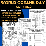 World Oceans Day Activities | Word Search, Crossword Puzzl