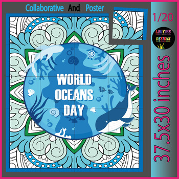 Preview of World Oceans Day Collaborative coloring Poster pages activities Bulletin Board