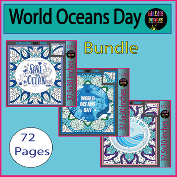 Preview of World Oceans Day Collaborative coloring Poster pages activities Bulletin Board