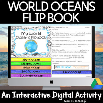 Preview of World Oceans Flipbook Activity - Digital & Interactive - Google Slides™