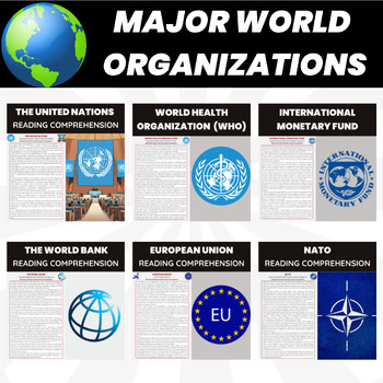 Preview of World Organizations Reading Comprehension Bundle | UN IMF UNESCO EU OAS NATO