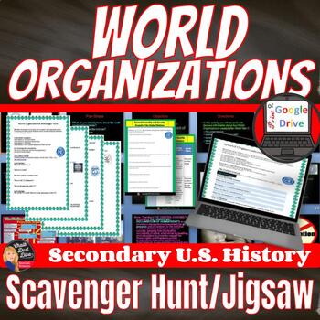 Preview of WORLD ORGANIZATIONS Scavenger Hunt & Jigsaw Activity - Print & Digital