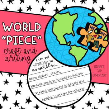 Preview of World "Piece" Craft and Writing | MLK Day Activity