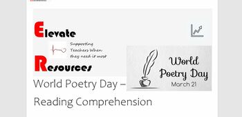 Preview of World Poetry Day / National Poetry Day Reading Comprehension