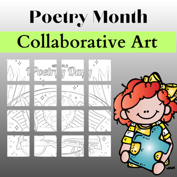 Preview of World Poetry Month Activities Coloring Collaborative Bulletin Board Craft