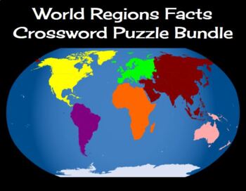 Preview of World Regions Facts Crossword Puzzle Bundle