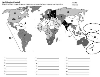 AP Human Geography World Regions Map Quiz By Courtney