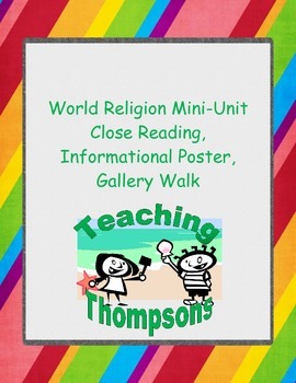 Preview of World Religion Close Readings, Poster Instructions, and Gallery Walk Activity