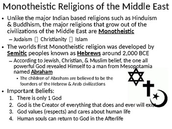 Preview of LESSON BUNDLE - World Religion:  Monotheistic Belief Systems