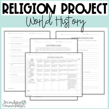 Preview of World Religion Research Project Google Slides + Infographic Options