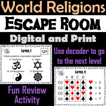 Preview of World Religions Activity Escape Room: Christianity, Buddhism, Islam, Hinduism..