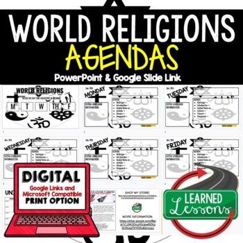 Preview of World Religions Agenda PowerPoint & Google Slides, World History Agenda