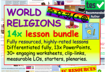 Preview of World Religions Unit - 16  hours (more now added!)