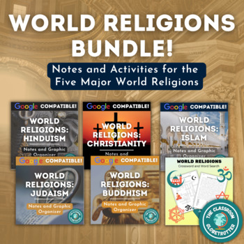 Preview of World Religions Bundle! - Notes, Organizers, Crossword - World Geo/History
