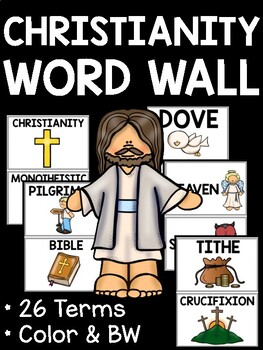Preview of World Religions Christianity Printable Illustrated Word Wall