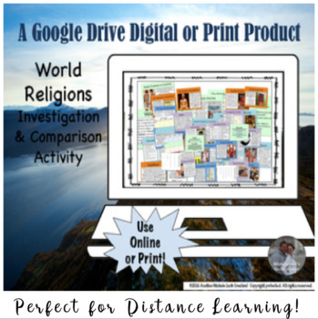 Preview of World Religions Comparison Interactive Lesson Activity for Google Drive