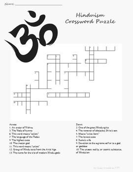 World Religions Eastern Religions Crossword Puzzles Worksheets by CASEY