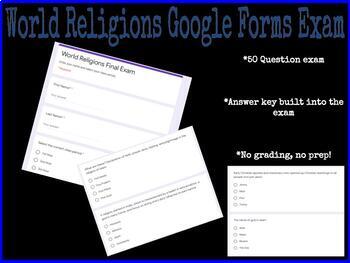 Preview of World Religions Exam/Test - 50 Questions- Distance Learning- Google Forms!