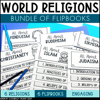 Preview of World Religions Flipbooks Bundle - Christianity, Islam, Judaism, Buddhism, etc.
