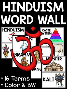 Preview of World Religions Hinduism Printable Illustrated Word Wall