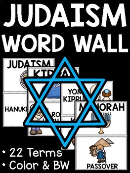 Preview of World Religions Judaism Printable Illustrated Word Wall