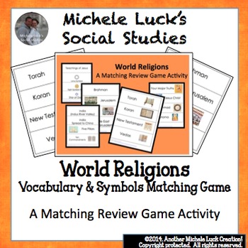 Preview of World Religions Matching Card Game Review Activity