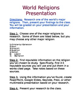 Preview of World Religions Presentation (DOC)