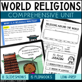 World Religions Unit Bundle with World Religions Slides, T