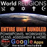 World Religions Unit - PPTs, Worksheets, Plans, Guided Not