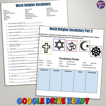 world religions vocabulary worksheet by students of history tpt