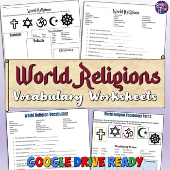Preview of World Religions Vocabulary Worksheets