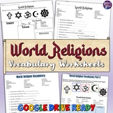 World Religions Vocabulary Worksheets