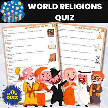 Preview of World Religions Quiz | Major Religions Assessment Quiz