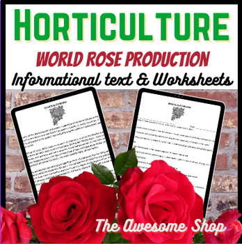 Preview of World Rose Production text & Worksheets Agriculture & Hort Valentine's Day