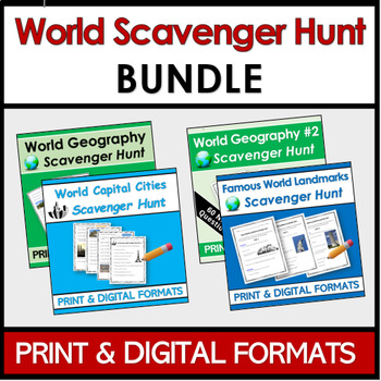 Preview of World Scavenger Hunts BUNDLE | World WebQuest BUNDLE