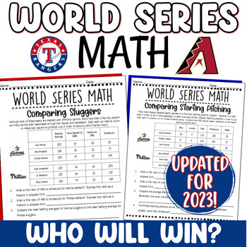 Preview of World Series Math 2023 Activity Real-World MLB Baseball Project PBL